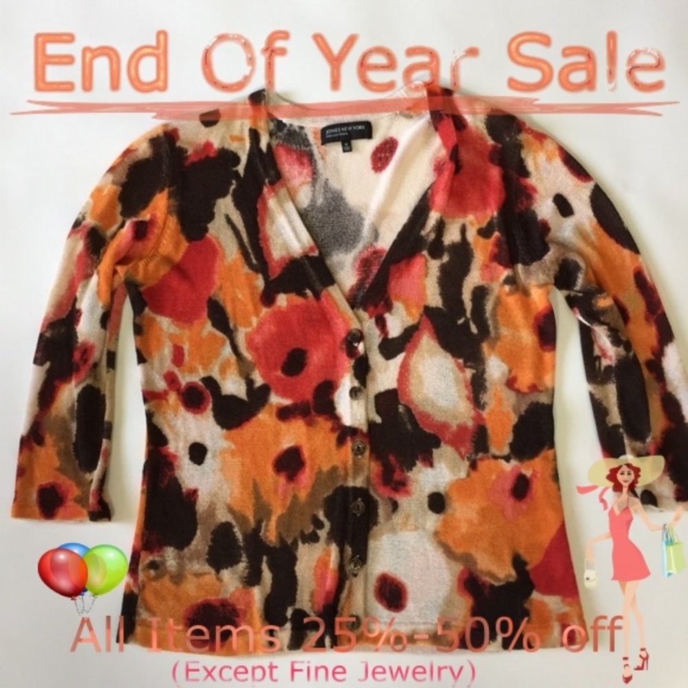 Jones New York Floral Sweater Size M